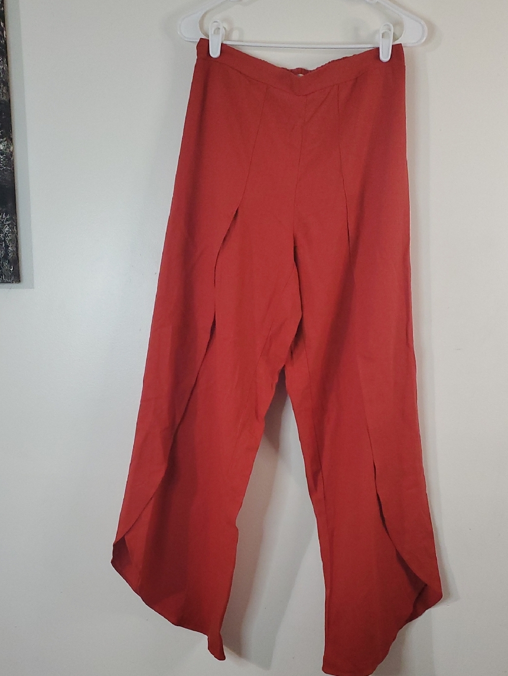 Cali 1850 Women's Linen Blend Wide-Leg Draped Pants Size Med Open Leg Beach